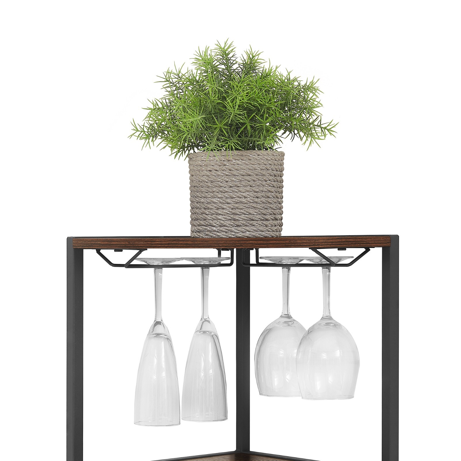 5-Tier Corner Shelf Tall Bookcase Storage Cabinet with Wine Rack Display Rack