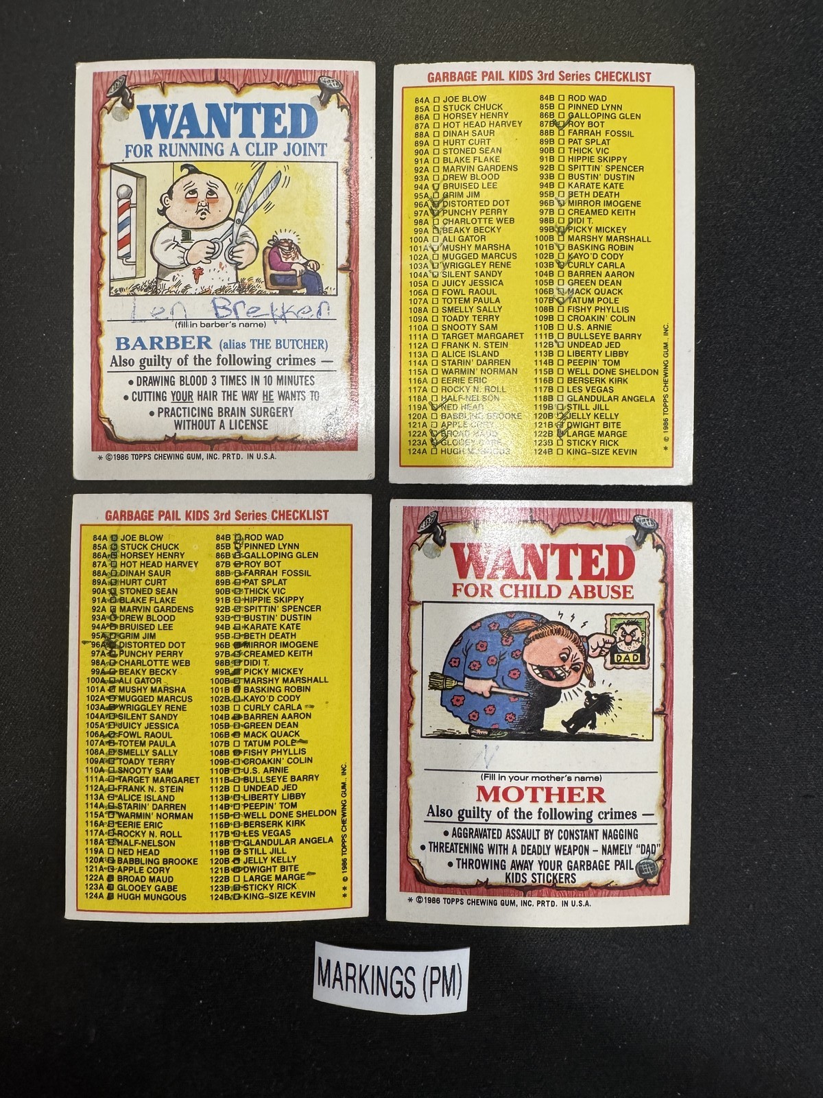 1987 Garbage Pail Kids OS 11 Cards 418-459 (P-NM) - You Pick - FIll Your Set