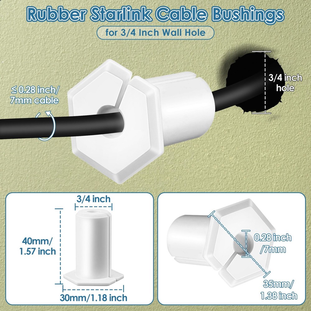 4 PCS Cable Routing Grommet Kit Compatible with Starlink Ethernet Cable Rubber..