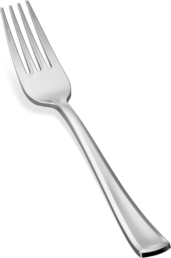 Plastic Silverware Set- Silver Flatware Set- Heavy Duty Cutlery Set Bulk Combo