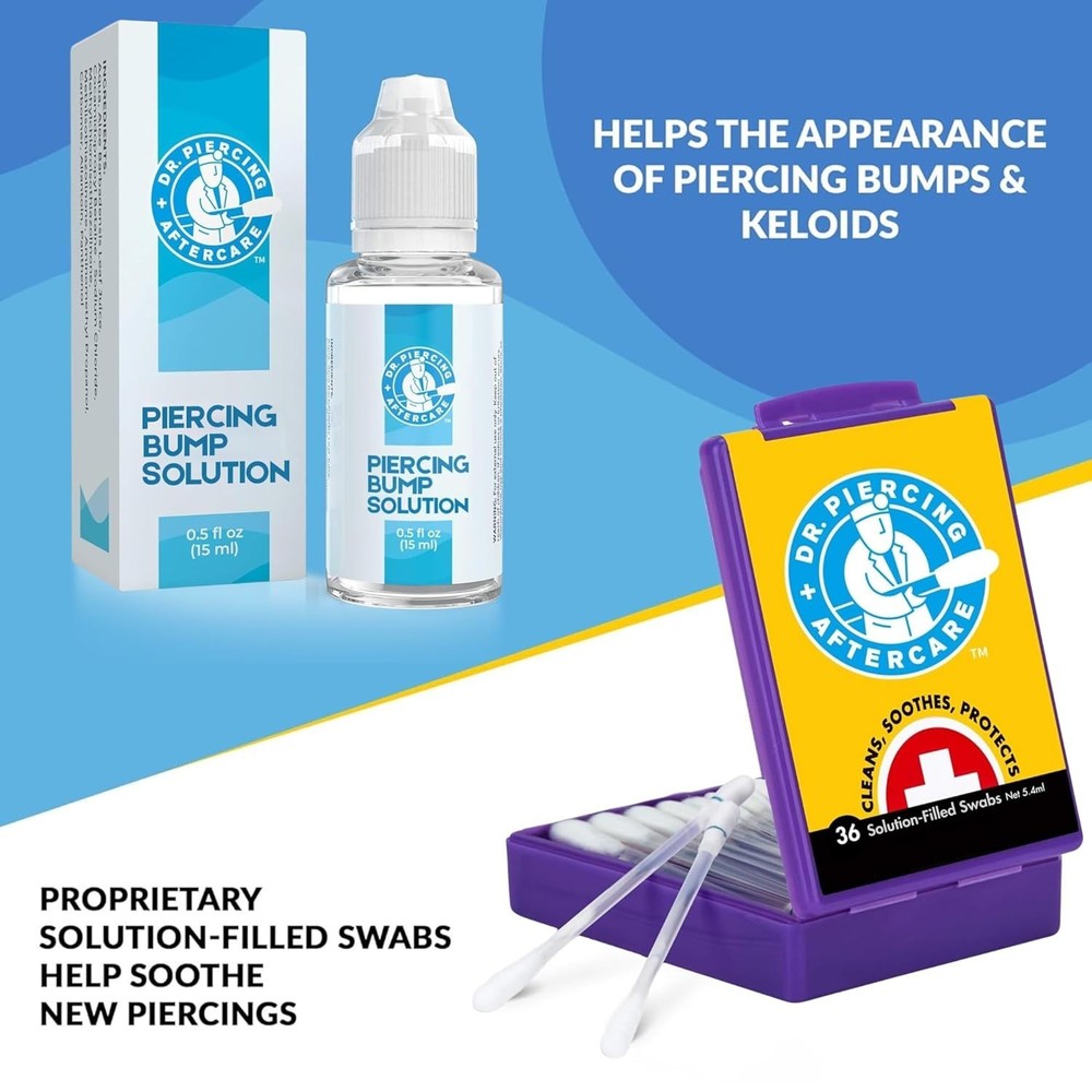 Ultimate Piercing Care Kit: Saline Solution & Keloid Drops with Precision Swabs