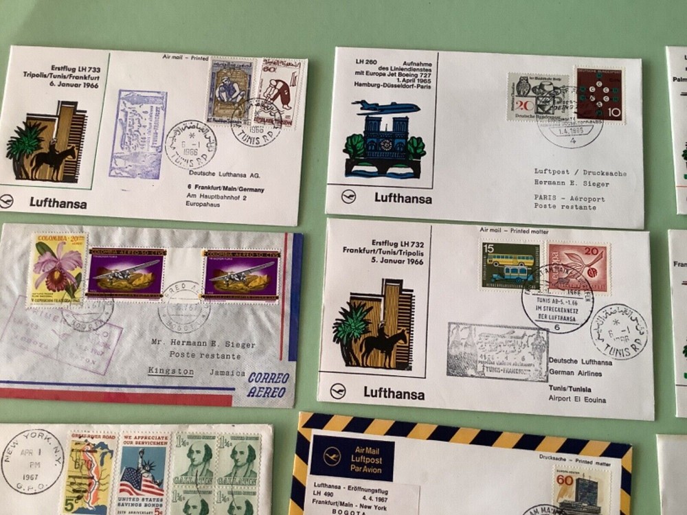 Airmail flight cover mixed world 9 items Ref A1481