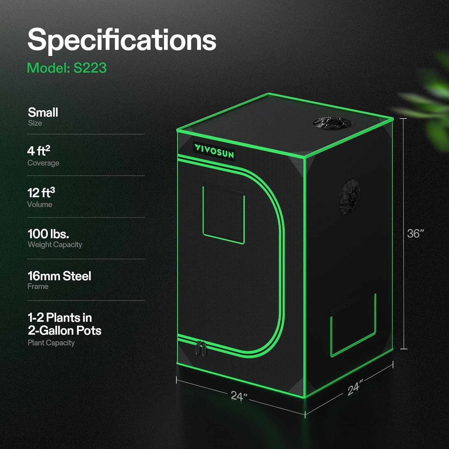 VIVOSUN S223 Smart Grow Tent Kit w/ VS1000 LED Grow Light,Wifi-Control Auto