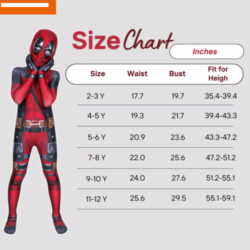 Halloween Cosplay Kids Boys Dead Pool Costume Superhero Bodysuit Outfits Gift