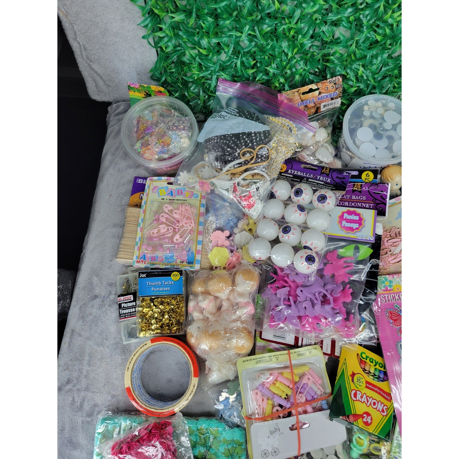 10lbs Craft Supply Bundle Mixed Lot Embellishments Stickers Fabric Tape Beads