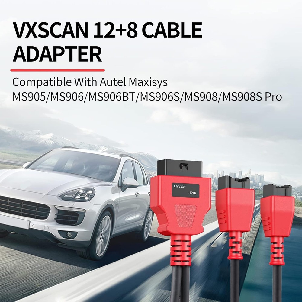 FCA 12+8 Cable Adapter for Chrysler 12+8 Programming Cable Connector, Autel OBD2