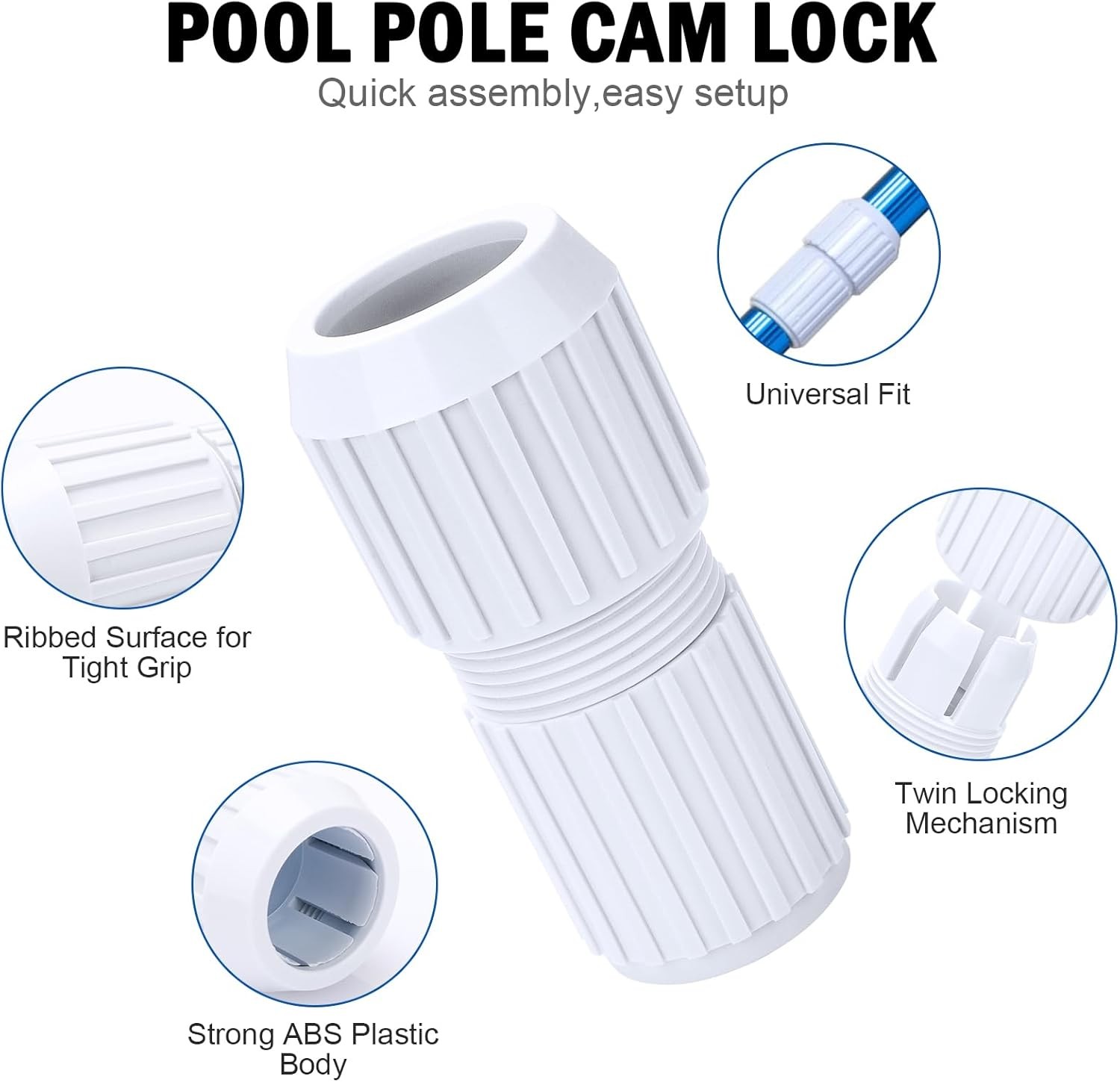 Pool Telescoping Pole Cam Lock Replacement 2pc, EZ for Telescopic...