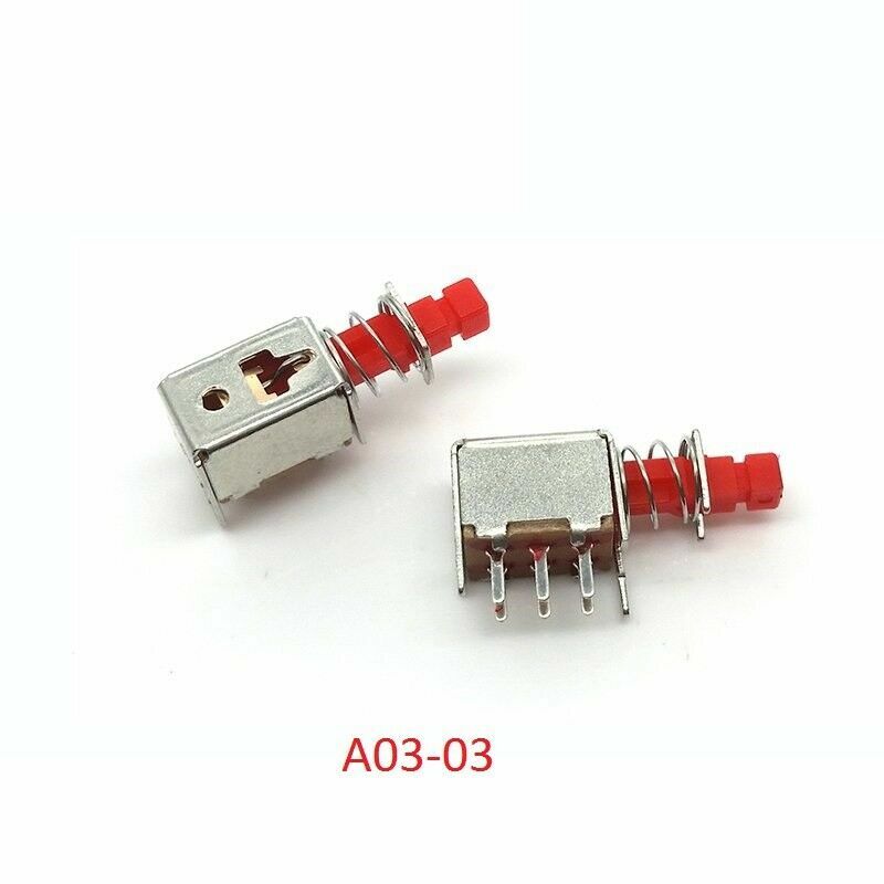 10PCS Push switch self-locking A03-03 6-Pin switch + Switch Cap