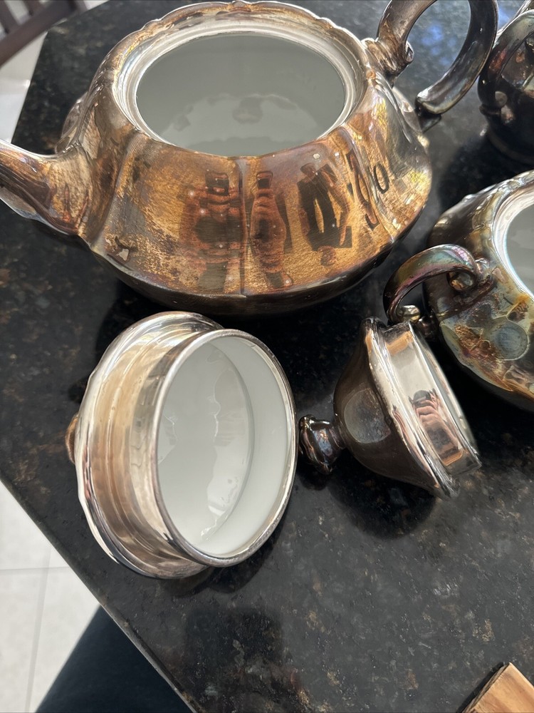 WMF Silver plate On Porcelain Tea Set