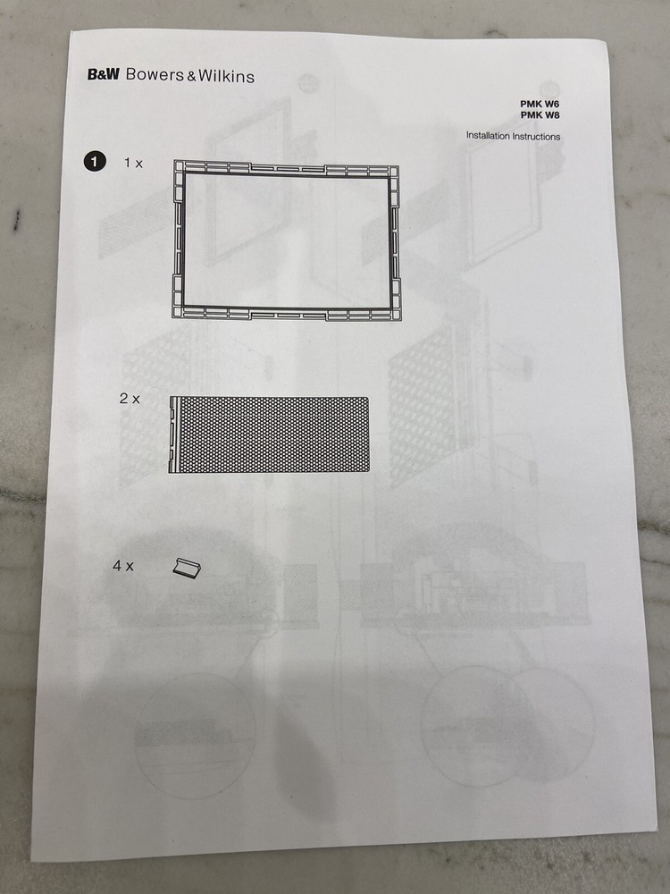 Bowers & Wilkins PMK W8 Premount Kit For 8" Rectangular ,NIB