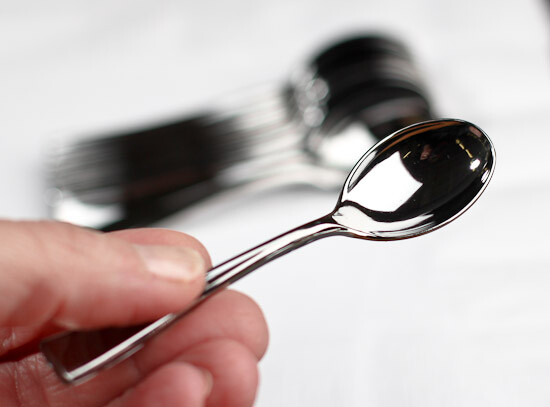 Small, Elegant & Reusable Silver Plastic Hors D'oevres Spoons