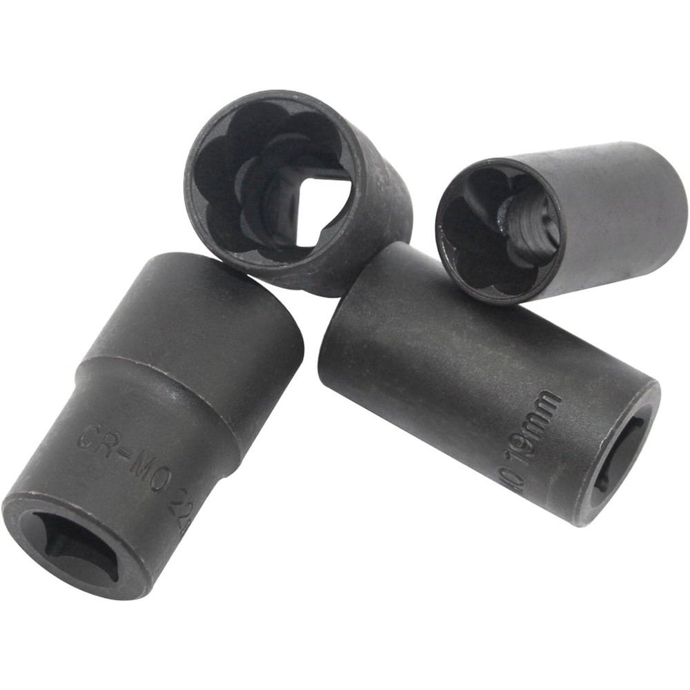5Pc Wheel Lug Nut Remover 1/2" Drive Twist Socket Kit Remove Damaged Locked Nuts