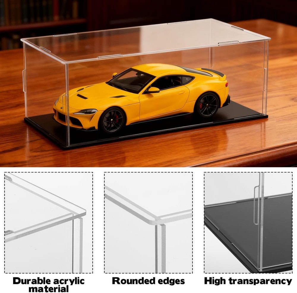 3 PCS Acrylic Model Car Display Case1: 24 Scale Clear Display Boxes with Plastic