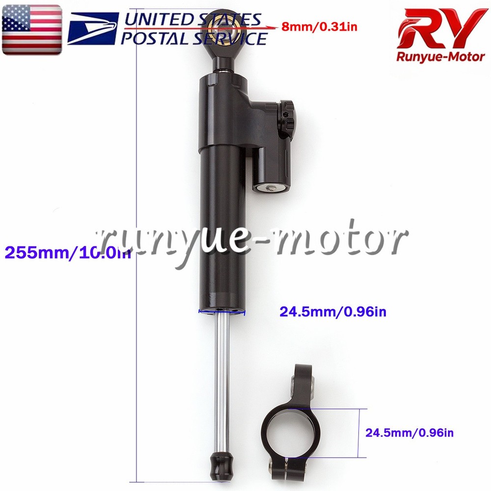 255mm Adjustable Motorcycle Steering Damper Stabilizer Linear Control Universal