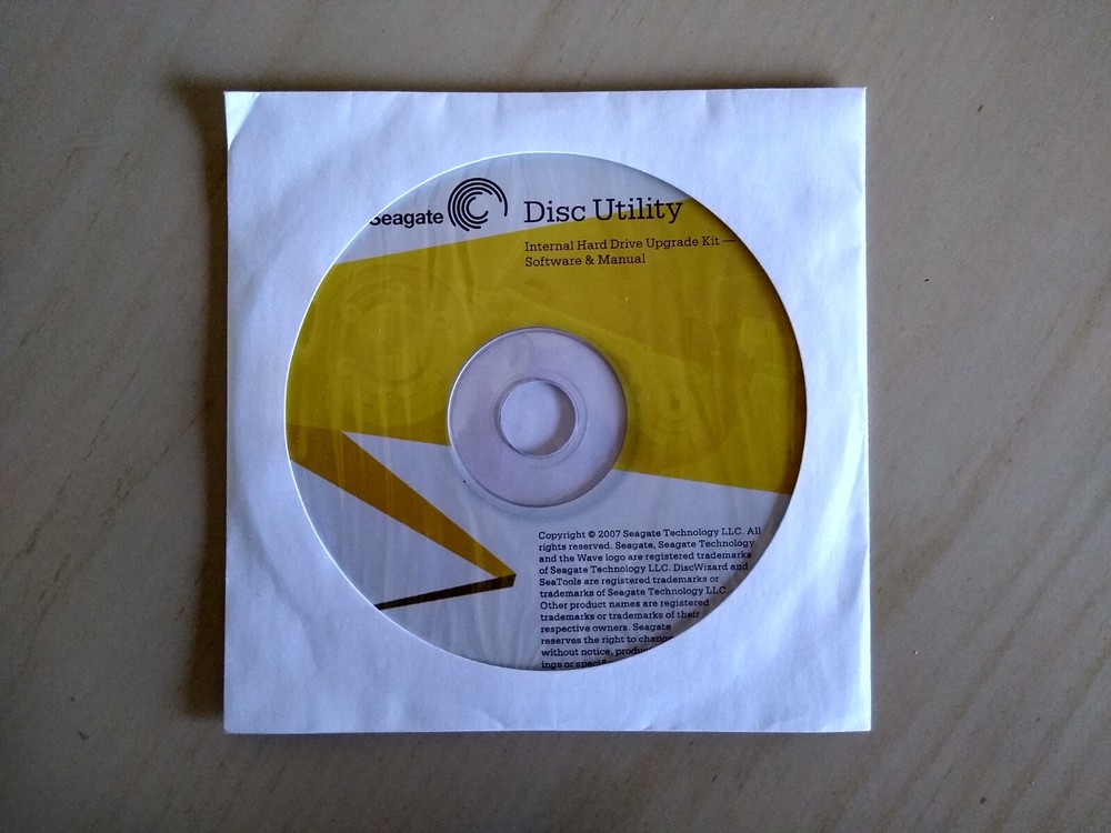 Seagate Disc Utility Internal Hard Drive Upgrade Kit Software & Manual CD