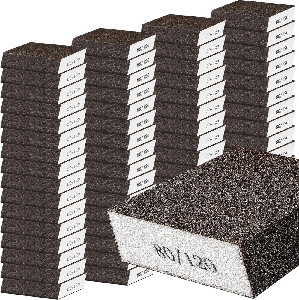 100 Pcs Dual Angle Sanding Sponge Bulk Angled Sanding Blocks Drywall Washable...
