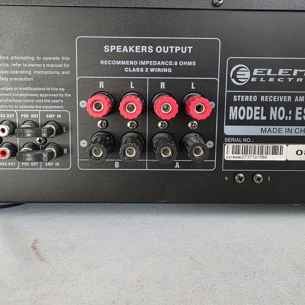 Element Electronics Stereo Receiver Amplifier ESTR200 w/ Remote. Tested Working