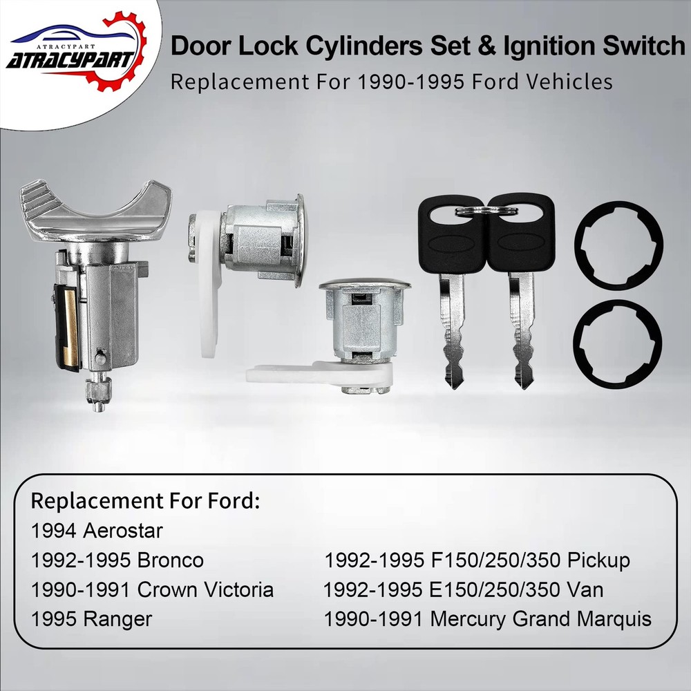Door Lock Cylinders Set & Ignition Switch with 90-95 &