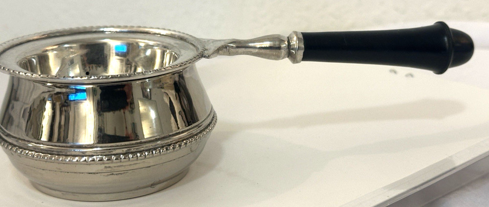 Vintage Weighted Silver Plated Tea Strainer 2 Piece Beaded Edge Bakelite Handle