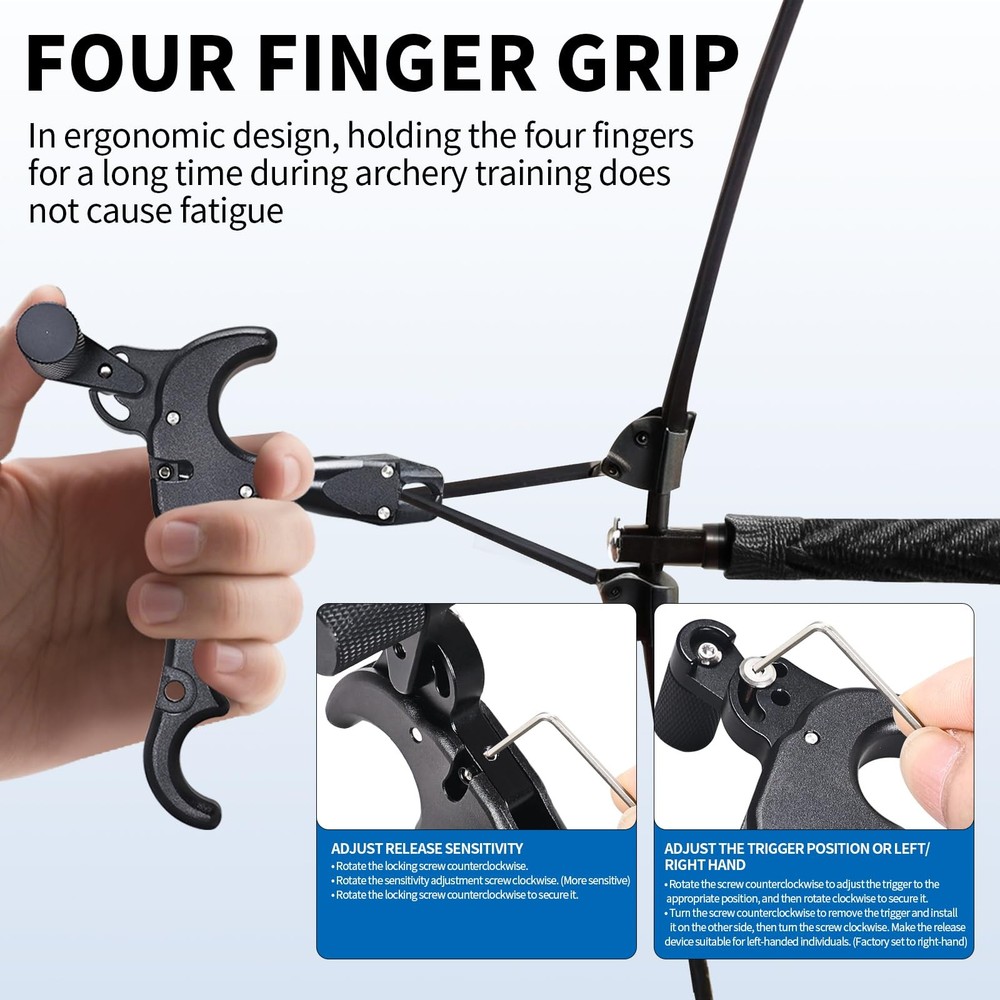 AREYCVK Archery Release Aid with Adjustable Trigger, 360°Rotatable Angle Adju...