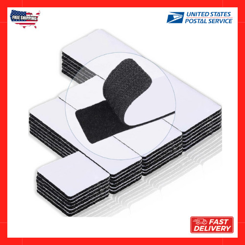 20 Sets Heavy Duty Hook & Loop Adhesive Strips 1x4” Black Sticky Back Fastener