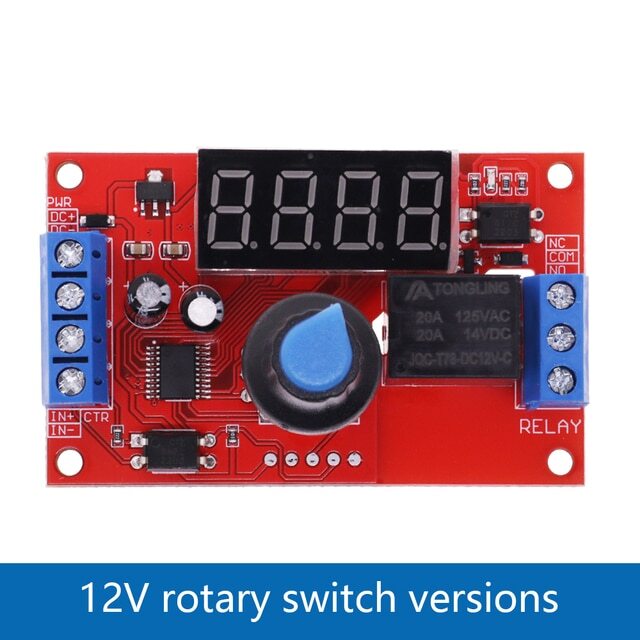 DC 12V 10A Adjustable Time Delay Relay Module LED Digital Timer Rotary Version