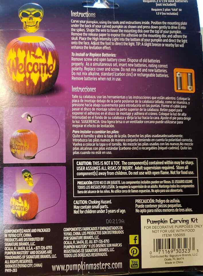 Pumpkin Masters Floating Skull Illusion Carving Lighting Kit