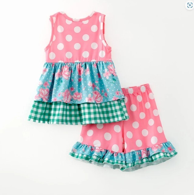 NEW Boutique Floral Tunic Dress & Ruffle Shorts Girls Outfit Set