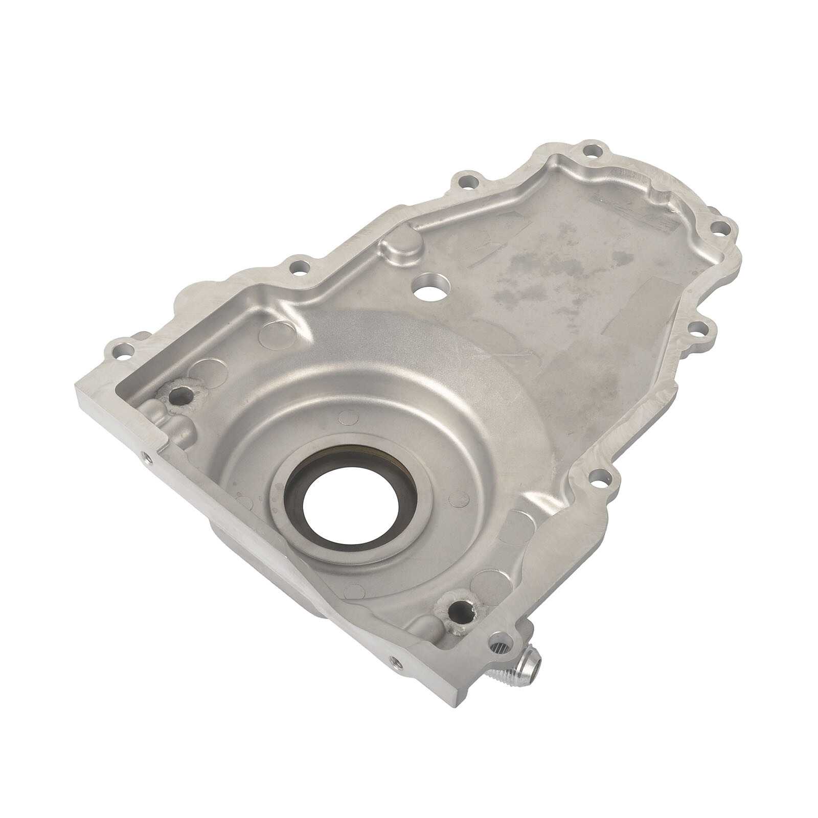 For LS Gen 4 Front Engine Timing Chain Cover w/10AN Twin Turbo Oil Drain Fitting