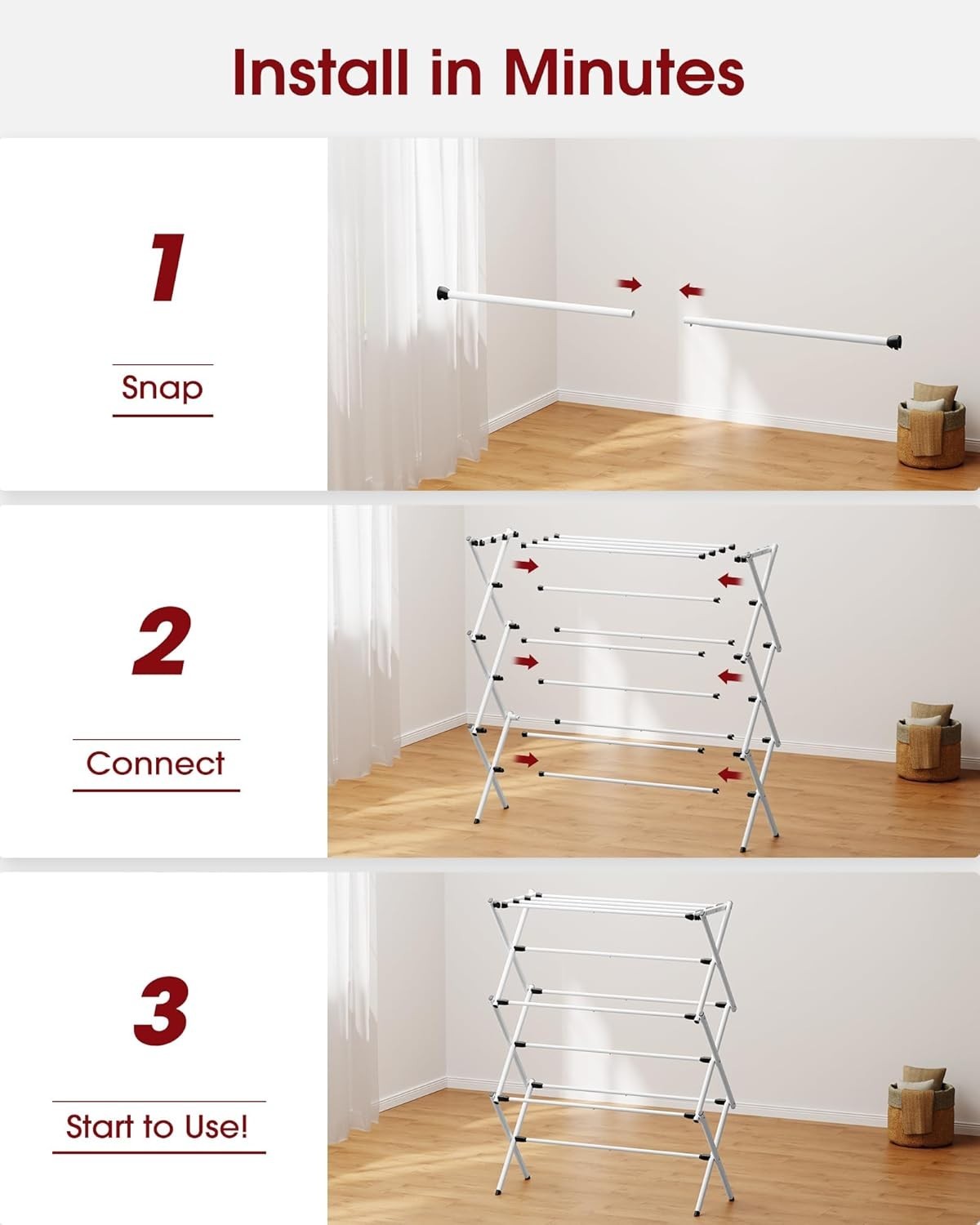 Portable Stainless Steel Clothes Drying Rack - Rust-Resistant & Compact Design