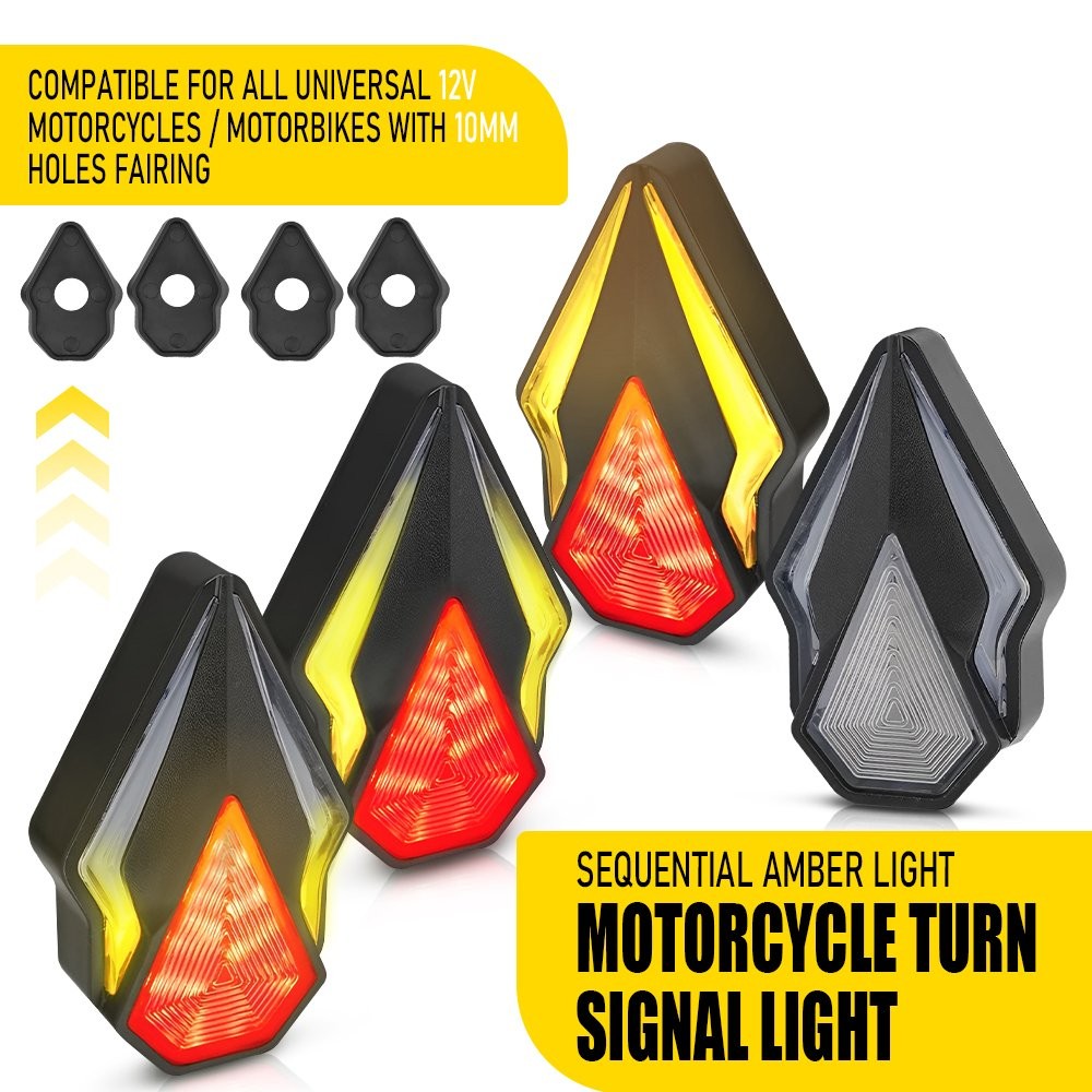 4X Sequential Motorcycle Flush Mount LED Turn Signals Blinker Light Indicator US