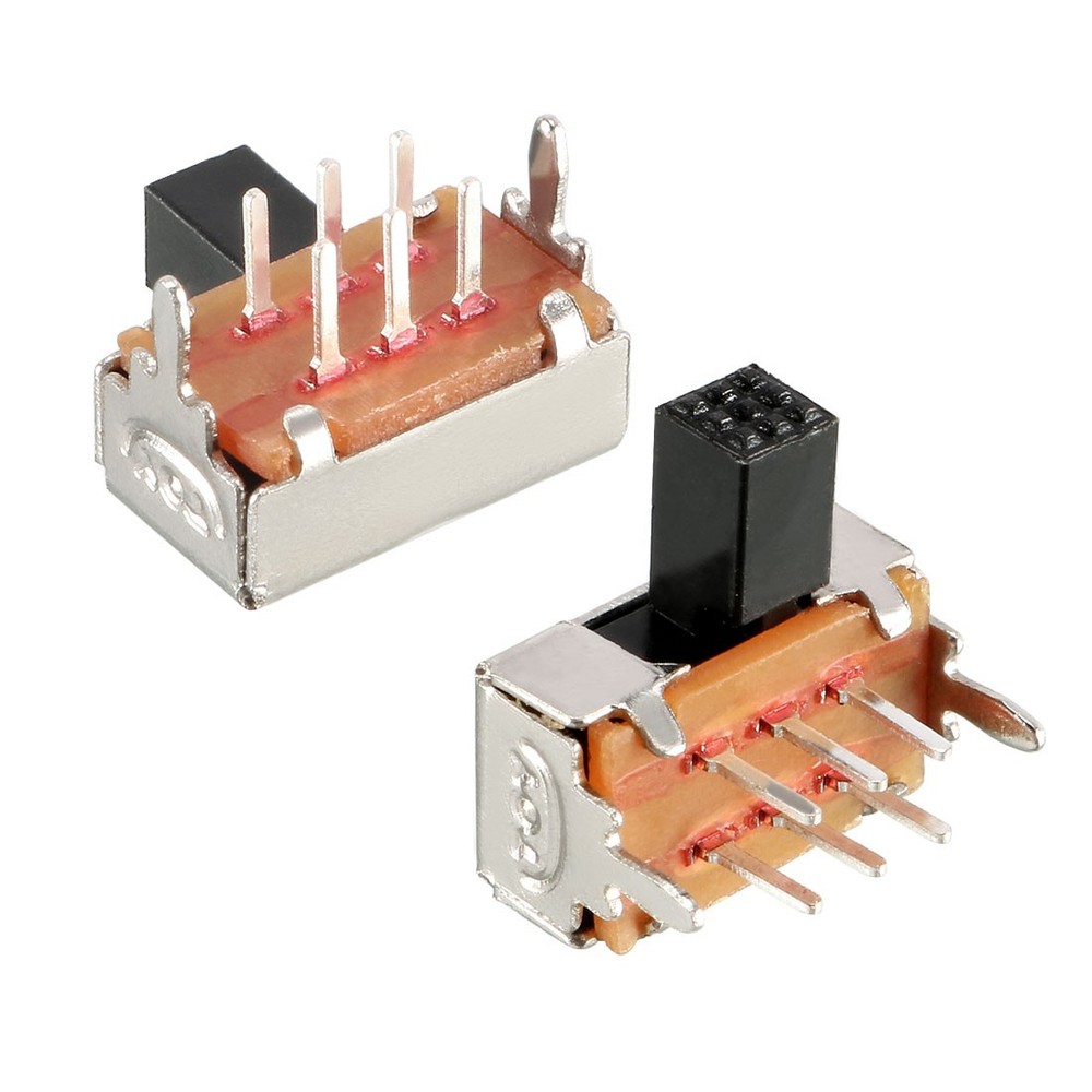 10Pcs 6mm Horizontal Slide Switch DPDT 2P2T 6 Terminals Panel PCB