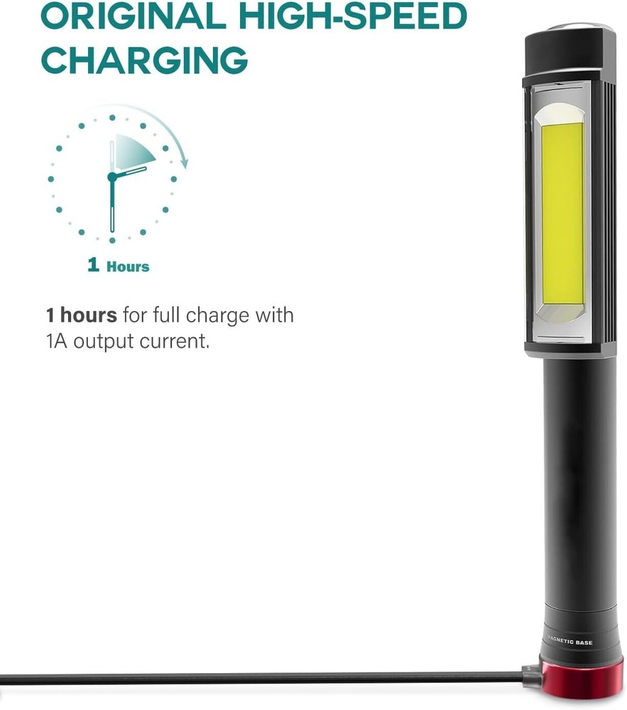 Magnetic Charger Cable Magdock with NEBO Torchy 2K,Swyvel Flashlight