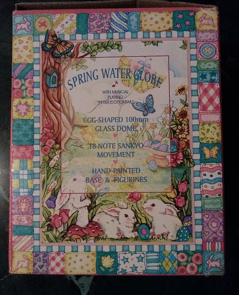 Easter Spring Water Globe Musical "Peter Cottontail" Egg Shaped