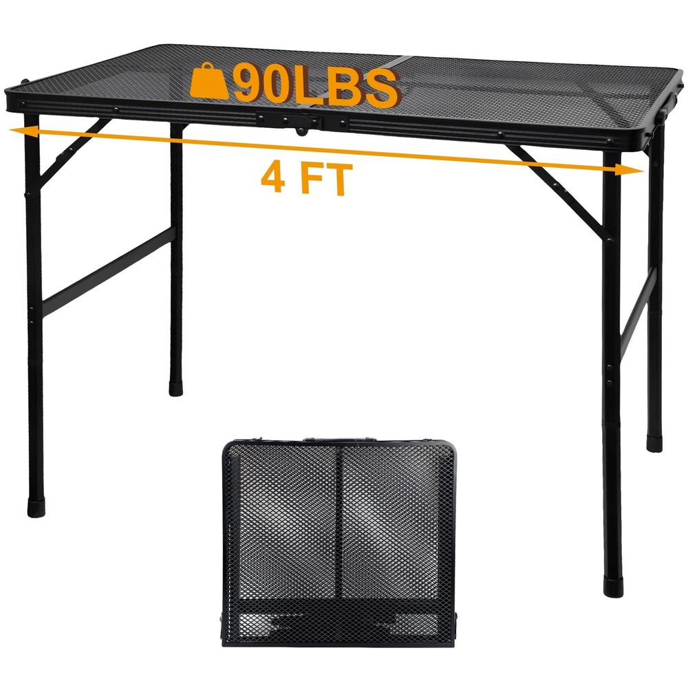 Camping Table with Mesh Desktop, Lightweight & Portable Folding Grill Table, ...