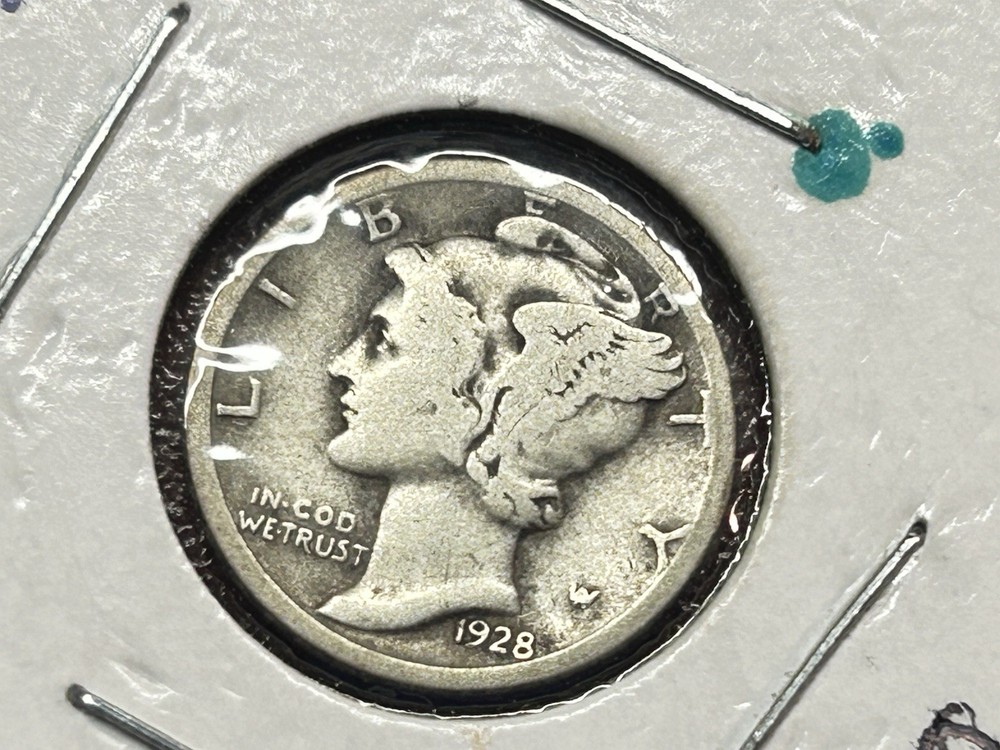 VG+ 1928-D Mercury 90% Silver Dime