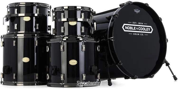 Noble & Cooley CD Maple 5-piece Shell Pack - Black High Gloss with Black Nickel
