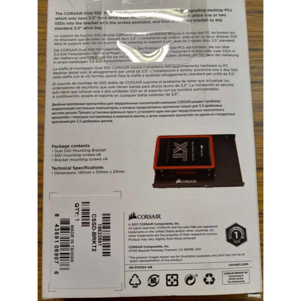 Corsair CSSD-BRKT2 Dual SSD Solid State Mounting Bracket 3.5" Brand New