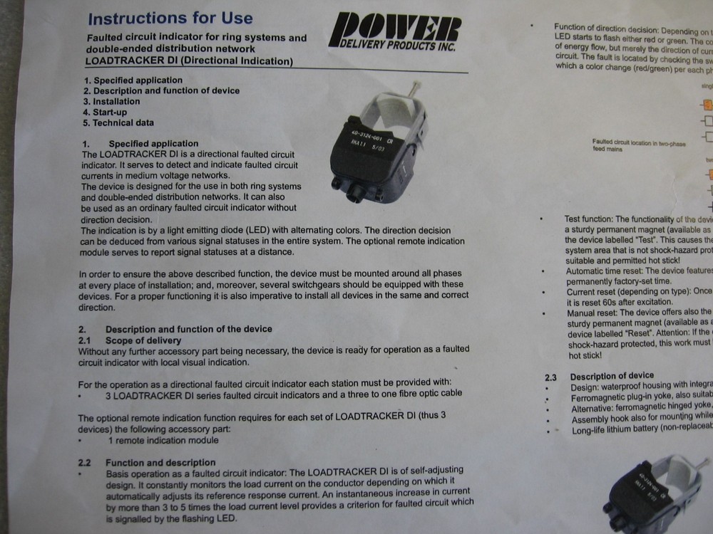 Power Delivery Products Loadtracker Hinged Yoke Directional Load Fault Indicator