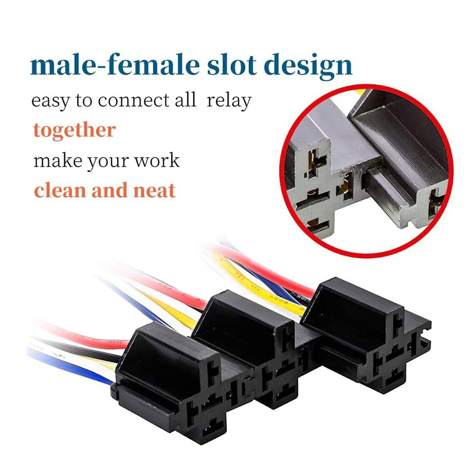 5pcs 5Pin Car Automotive SPDT Relay Switch Harness Socket Waterproof 40A 12V DC