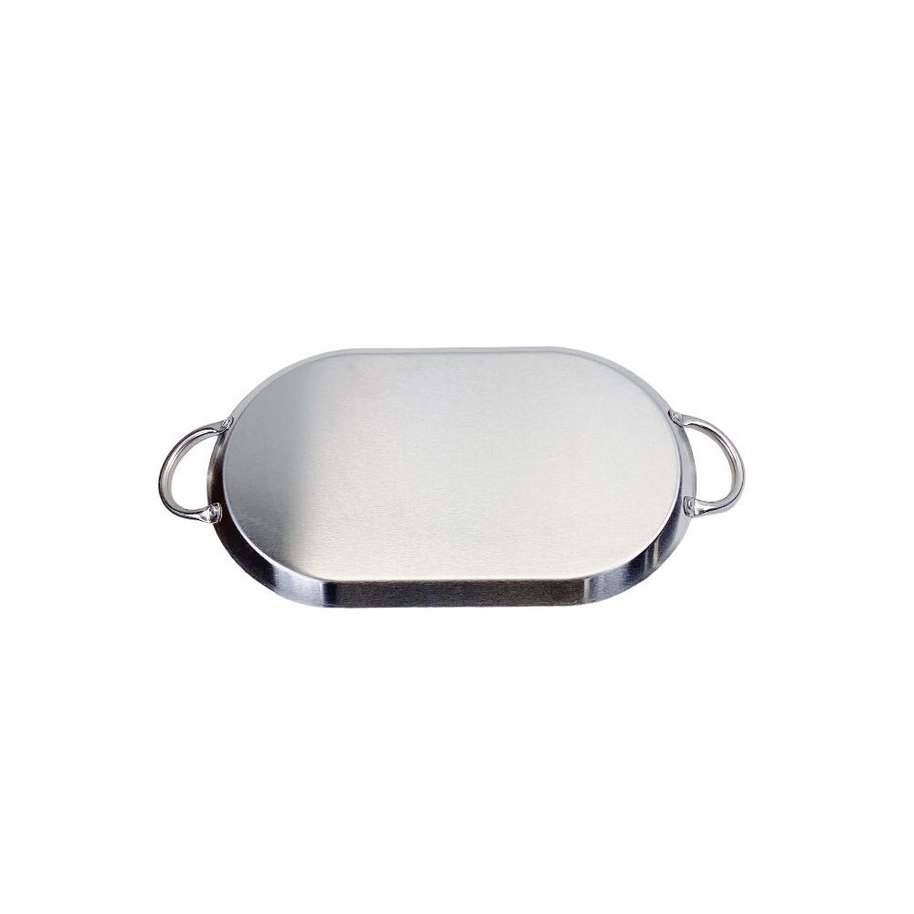 19" Rectangular Stainless Steel Serving Platter Ottoman Tray for Dining, Buffet
