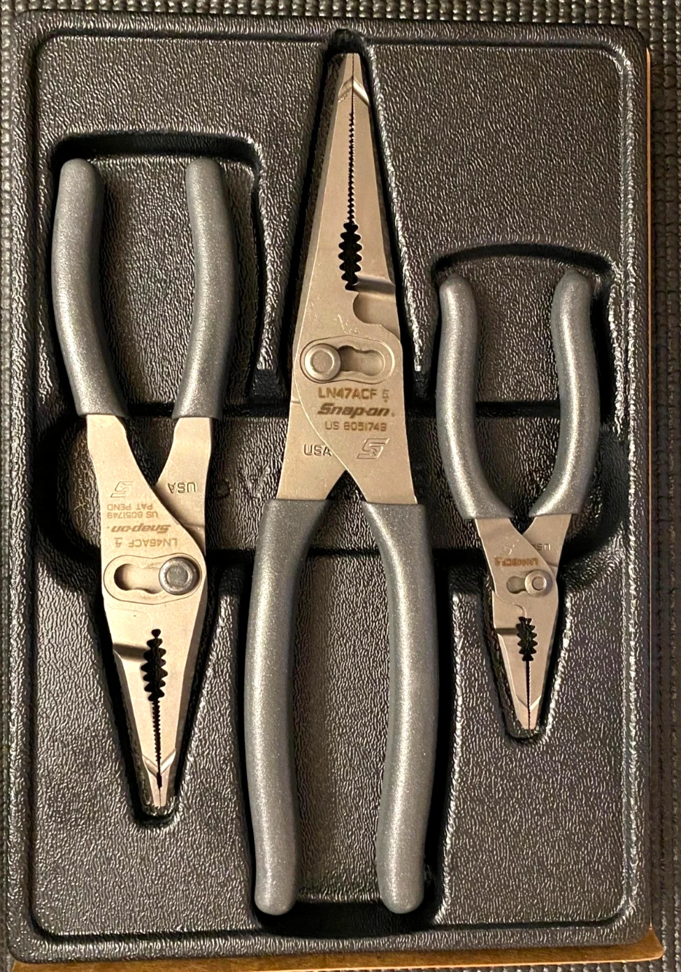 SNAP ON TOOLS USA 3PC DK TITANIUM LONG NOSE Slip Joint Pliers Set PL3LNSJCF DT