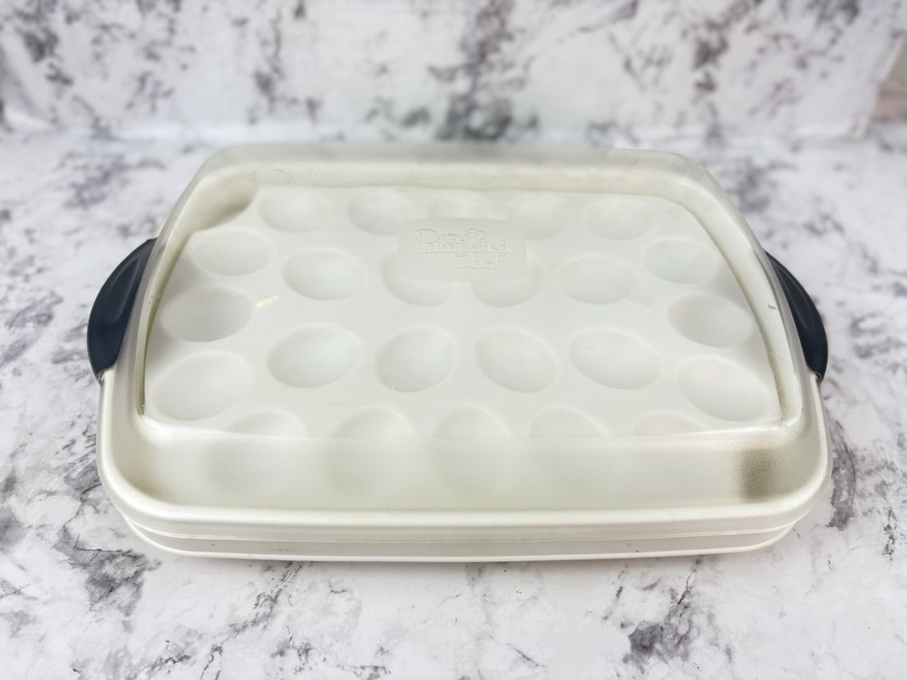 Pampered Chef #2781 Chillzanne Rectangle Server Tray Deviled Egg Veggies Fruit