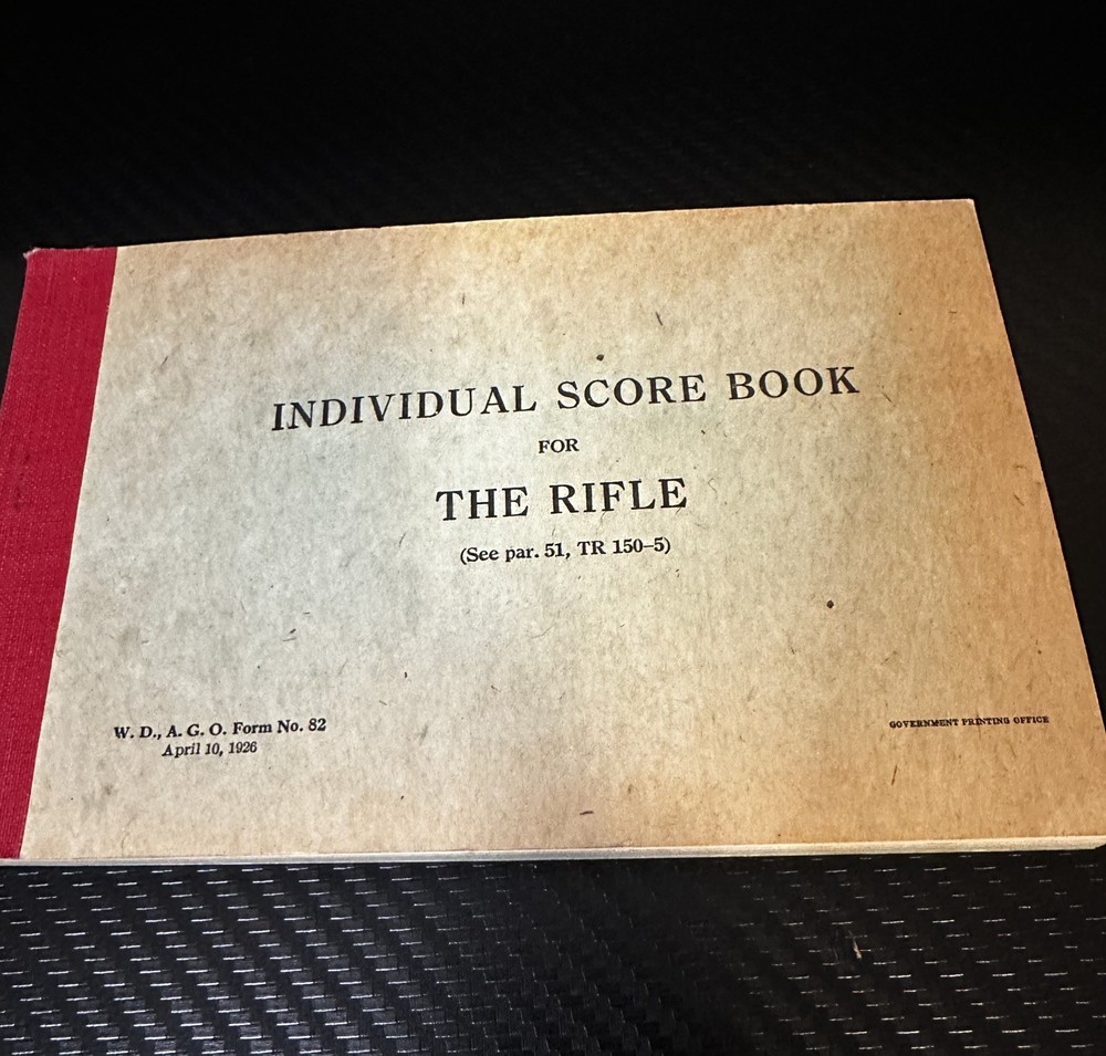 Rifle Individual Score Book dated April 10, 1926 Government Printing Office