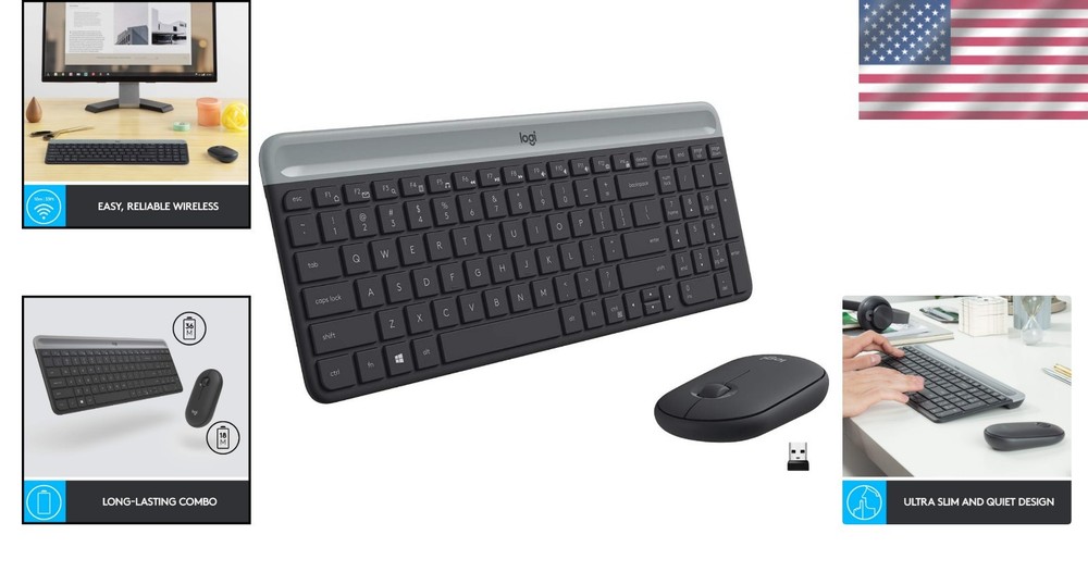 Ultra-Slim MK470 Wireless Keyboard & Mouse Combo - Ambidextrous Design, Graphite