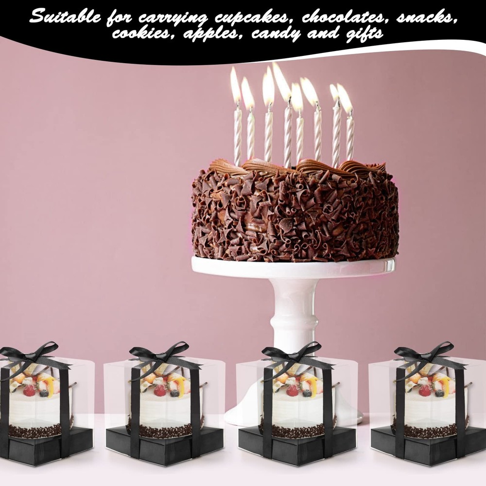 12 Pack Clear Plastic Cupcake Boxes, 3.5 Inch Gold Single Cupcake Containers ...