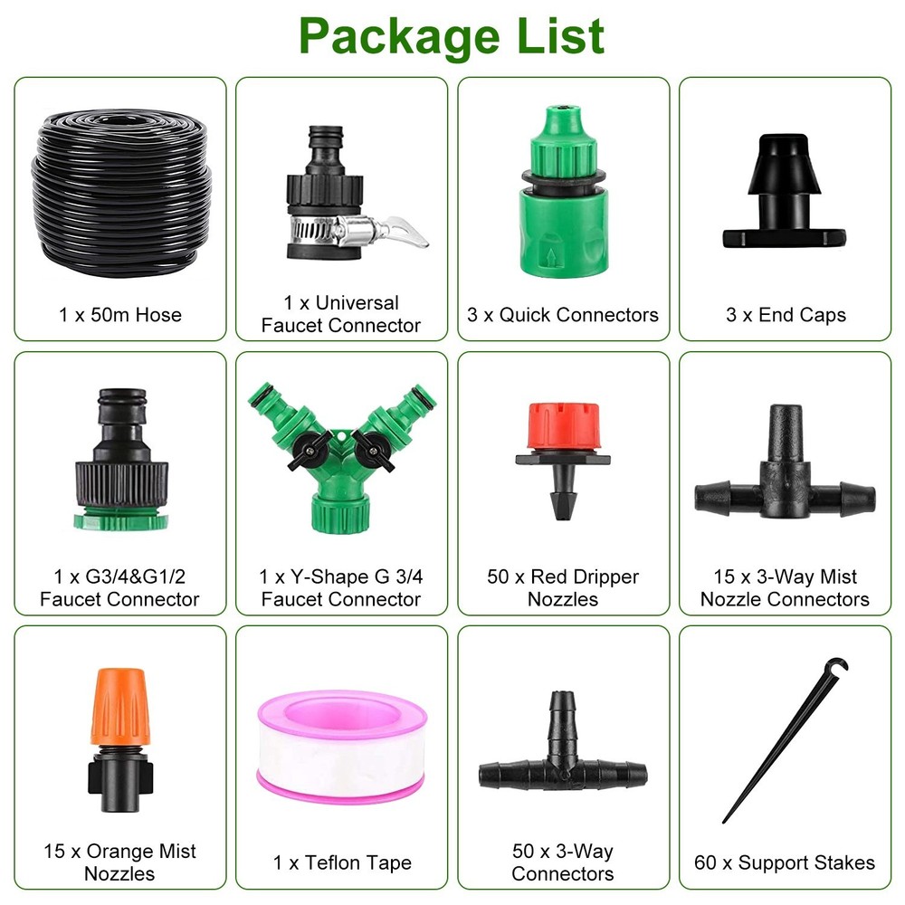 164FT Drip Irrigation Kit Automatic Garden Watering System for Lawn & Patio