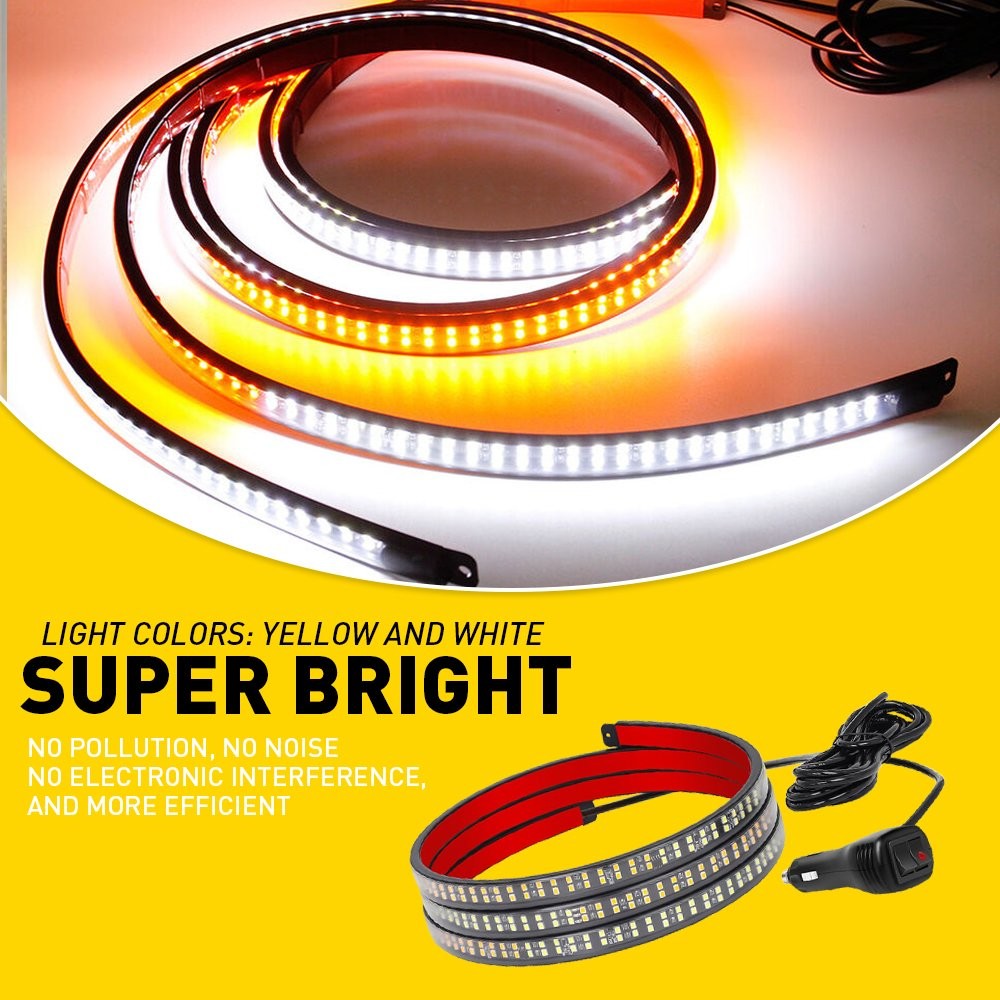 2pcs 60" Running Board Step Strips & Amber White LED Bar Strobe Lights