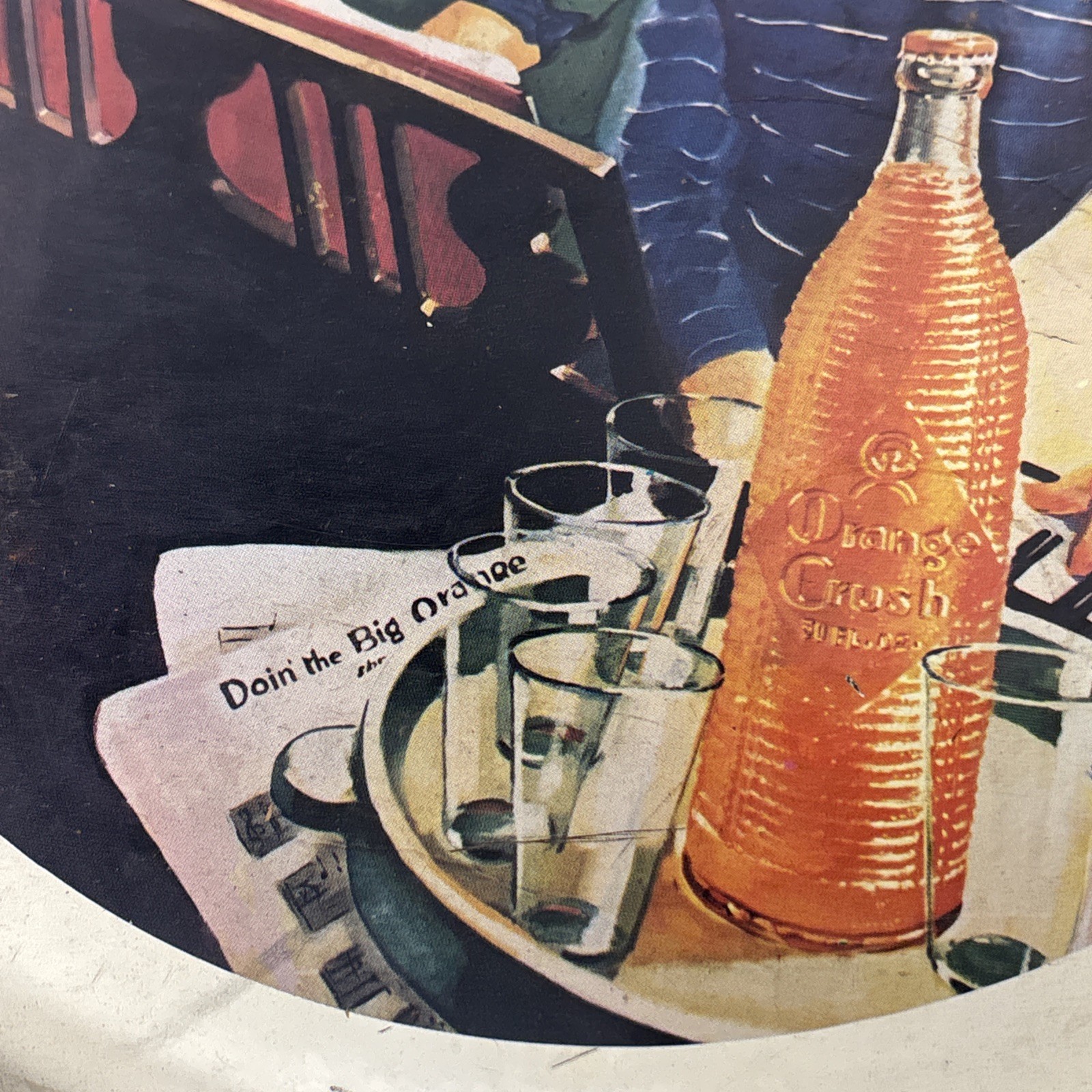 RARE Vintage Orange Crush DOIN THE BIG ORANGE Soda Tray Sign Advertisement Orig