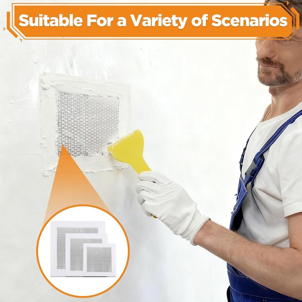 11 Pack Drywall Patch, 4/6/8 Inch Wall Patch with Extended Self Adhesive Mesh